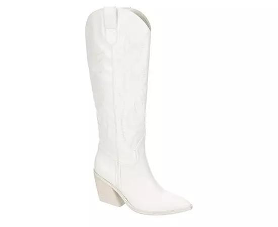 madden girl Arizona Womens Knee-High Western Boots Ivory Product Image