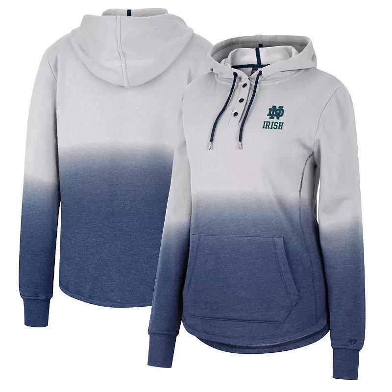 Womens Colosseum Gray/Navy Notre Dame Fighting Irish Aurelia Dip-Dye Quarter-Snap Pullover Hoodie Product Image