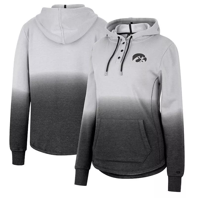 Womens Colosseum Gray/Black Iowa Hawkeyes Aurelia Dip-Dye Quarter-Snap Pullover Hoodie Product Image