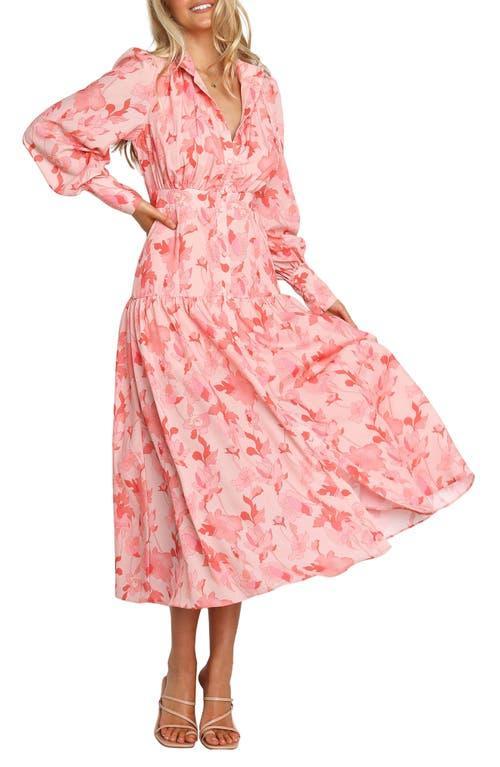 Petal & Pup Forever Print Long Sleeve Tiered Midi Dress Product Image