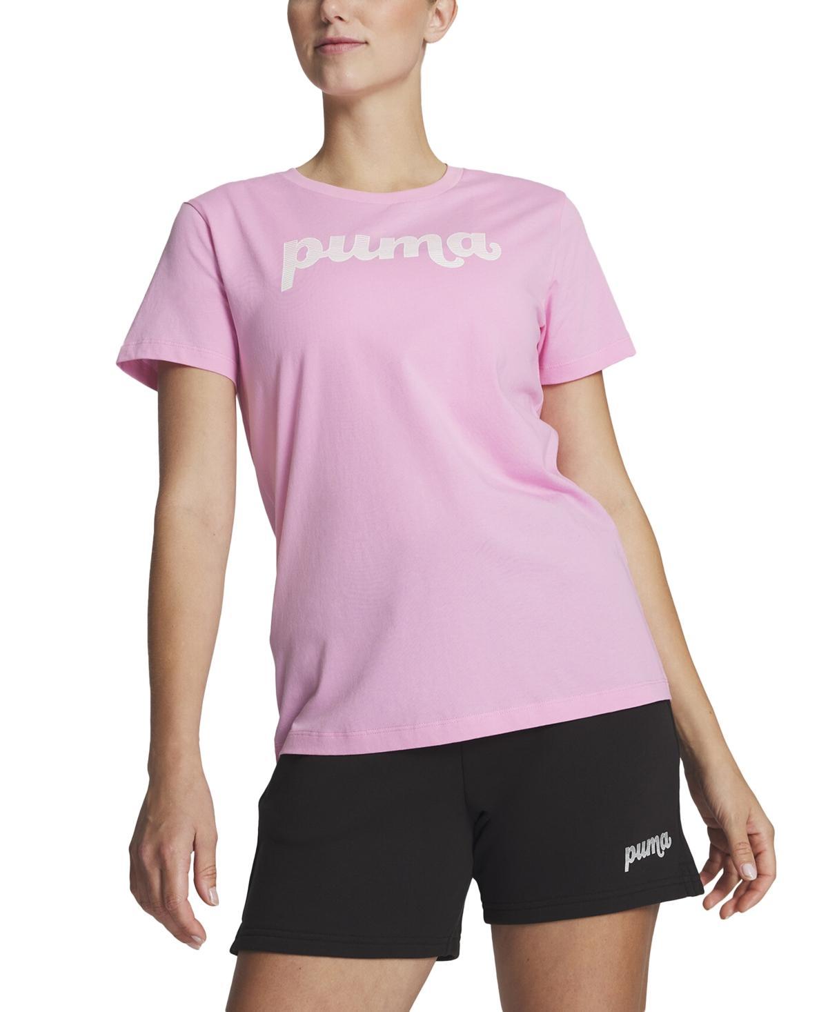 Puma Womens Spirited Logo Crewneck Cotton T-Shirt Product Image