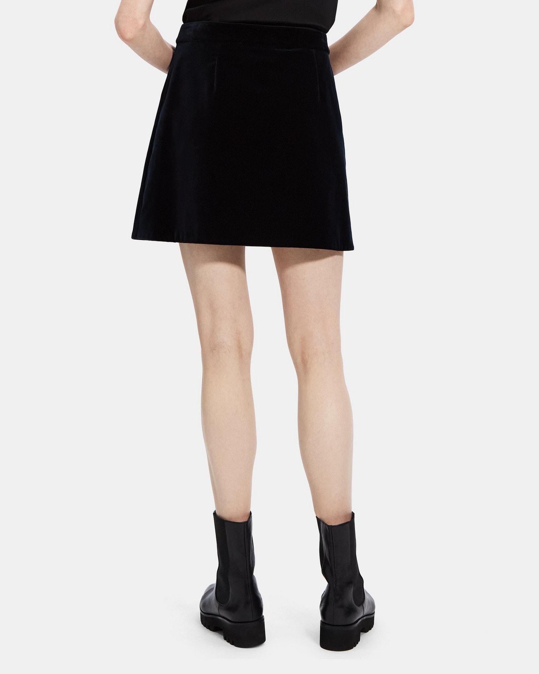 Wrap Mini Skirt in Stretch Velvet Product Image