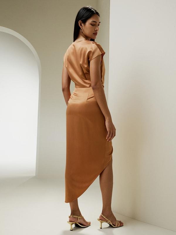 Draped Silk Midi-Dress Product Image