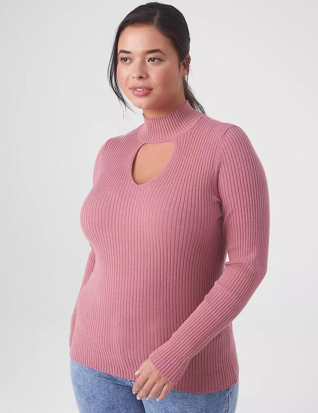 Fitted Keyhole Mock-Neck Pullover Product Image