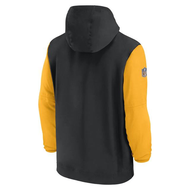 Michigan Wolverines Sideline Pre-Game Player Nike Men's College 1/2-Zip Hooded Jacket Product Image