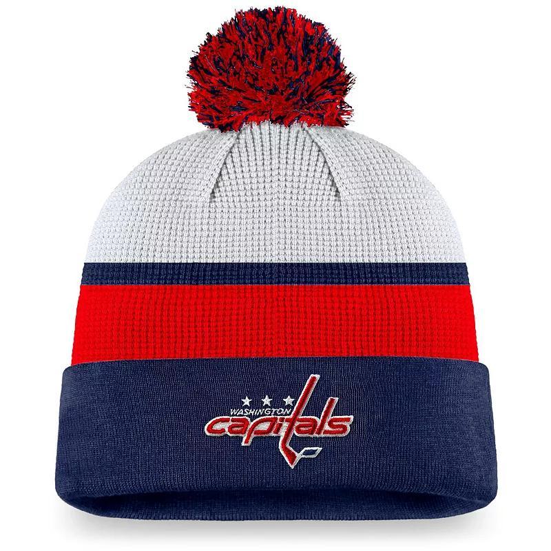 Mens Fanatics Branded /Navy Washington Capitals Authentic Pro Draft Cuffed Knit Hat with Pom Product Image