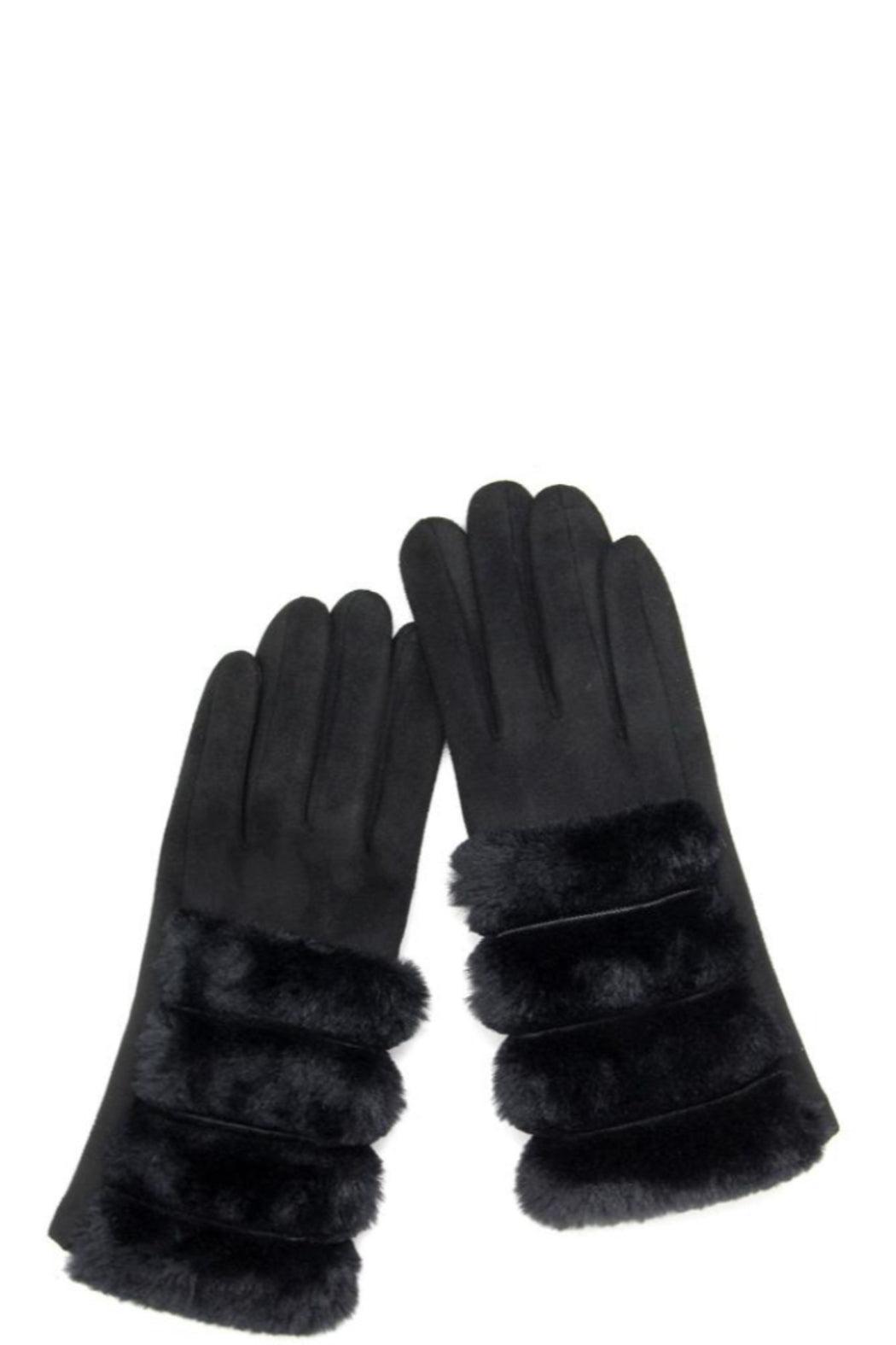 SOFT FUZZY FAUX FUR TRIM GLOVES Female Product Image