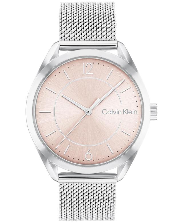 Calvin Klein Womens Silver-Tone Stainless Steel Mesh Bracelet Watch 36mm Product Image