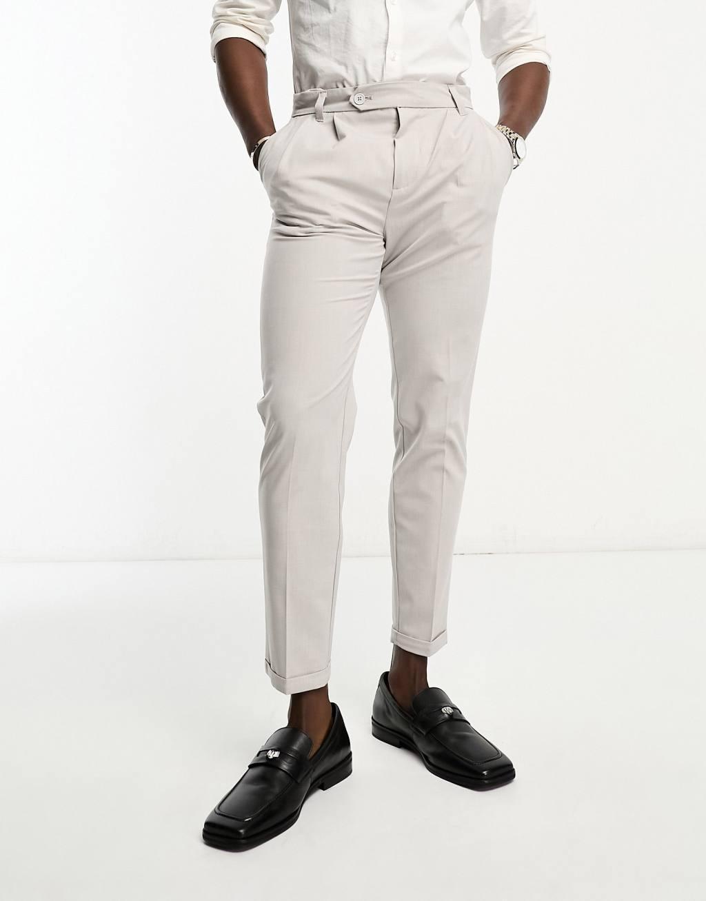 New Look linen look smart pants in stone Product Image