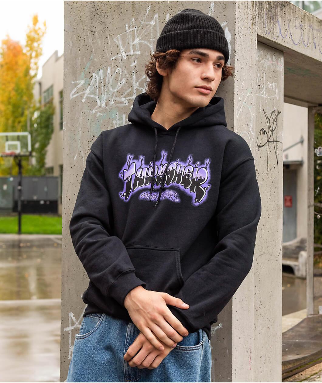 Thrasher Airbrush Black & Purple Hoodie Product Image