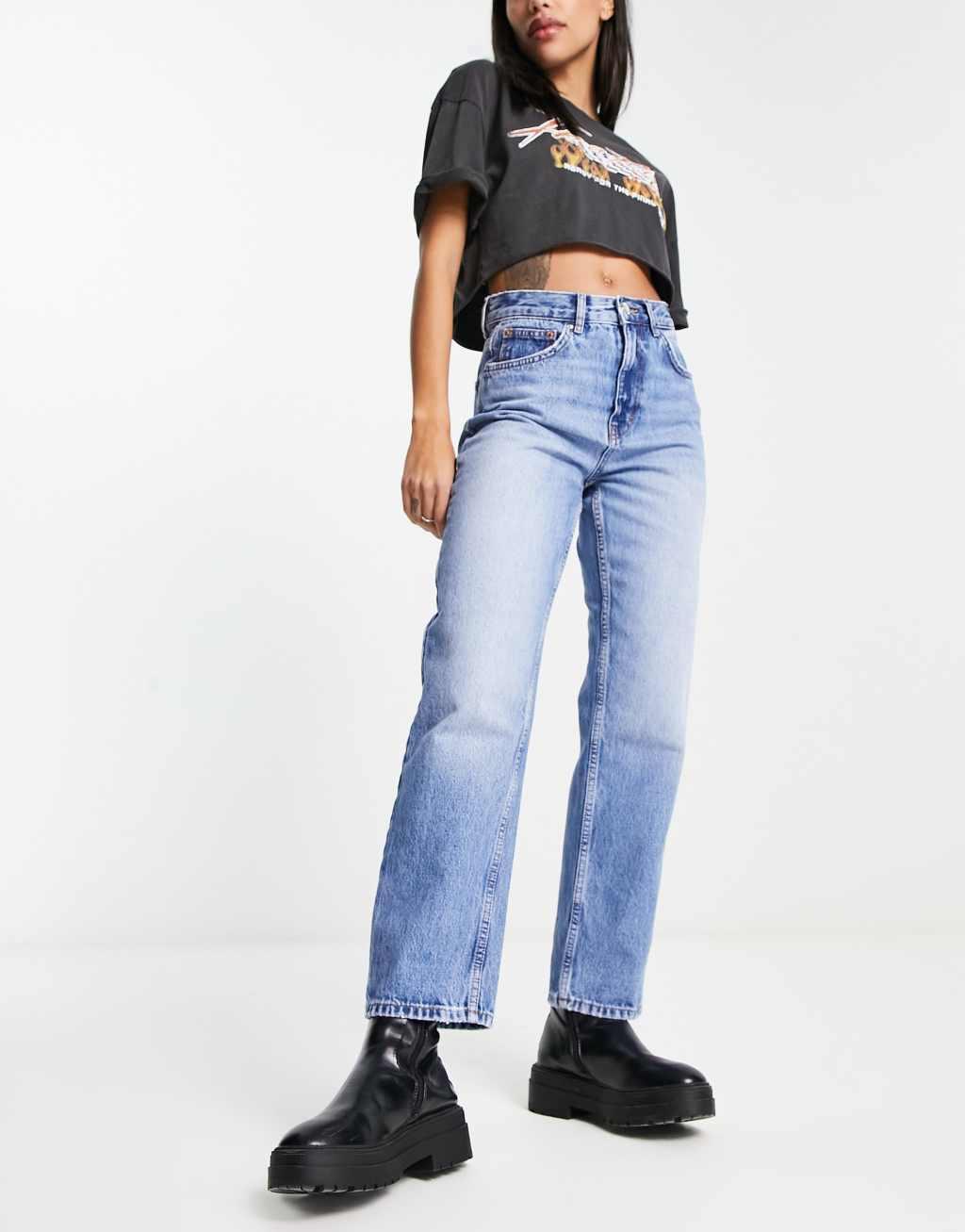 Only Robyn high waisted straight leg jeans Product Image