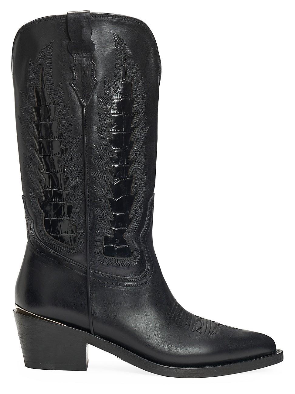 Womens Whitney 55MM Crocodile-Embossed Leather Boots Product Image