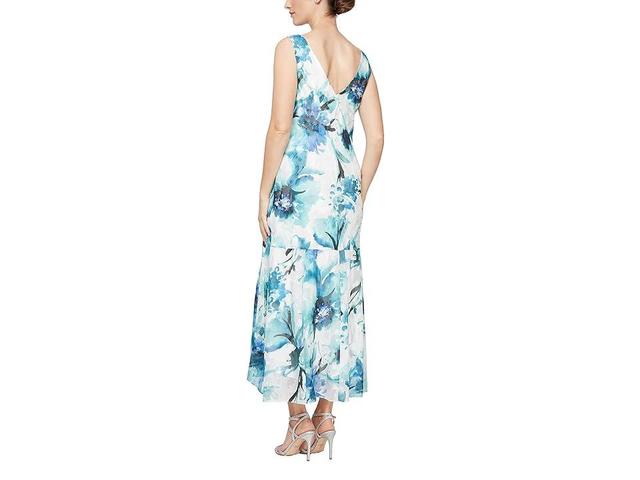 Alex Evenings Sleeveless Cowl Neck Floral Chiffon Sheath Dress Set Product Image