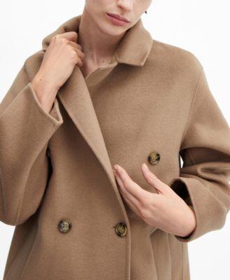 Mango Womens Handmade Oversized Wool Coat Brown product image