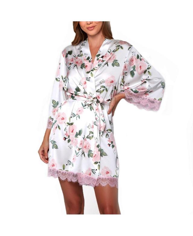 Womens Willow Satin with Lace Robe - Pink Product Image