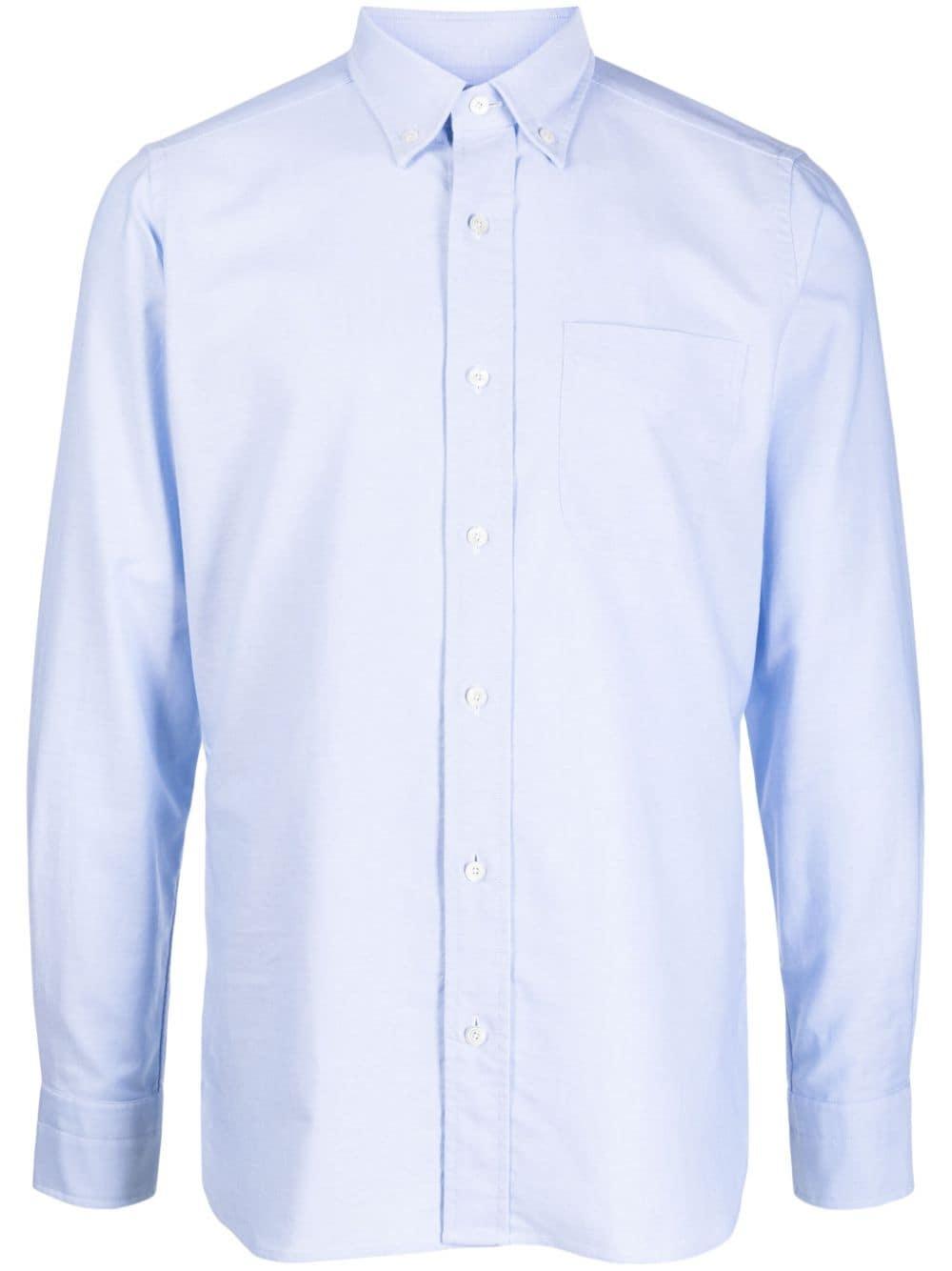 Long-sleeve Cotton Shirt In Blue Product Image