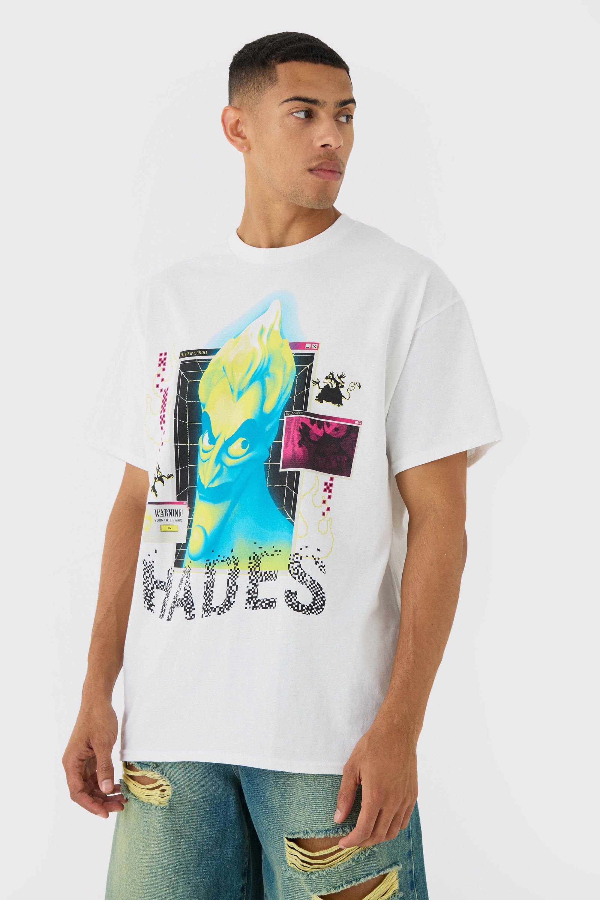 Oversized Disney Hades License T-shirt | boohooMAN USA Product Image