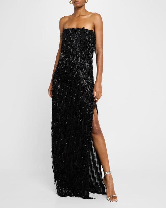 Strapless Tinsel Bustier Column Gown Product Image