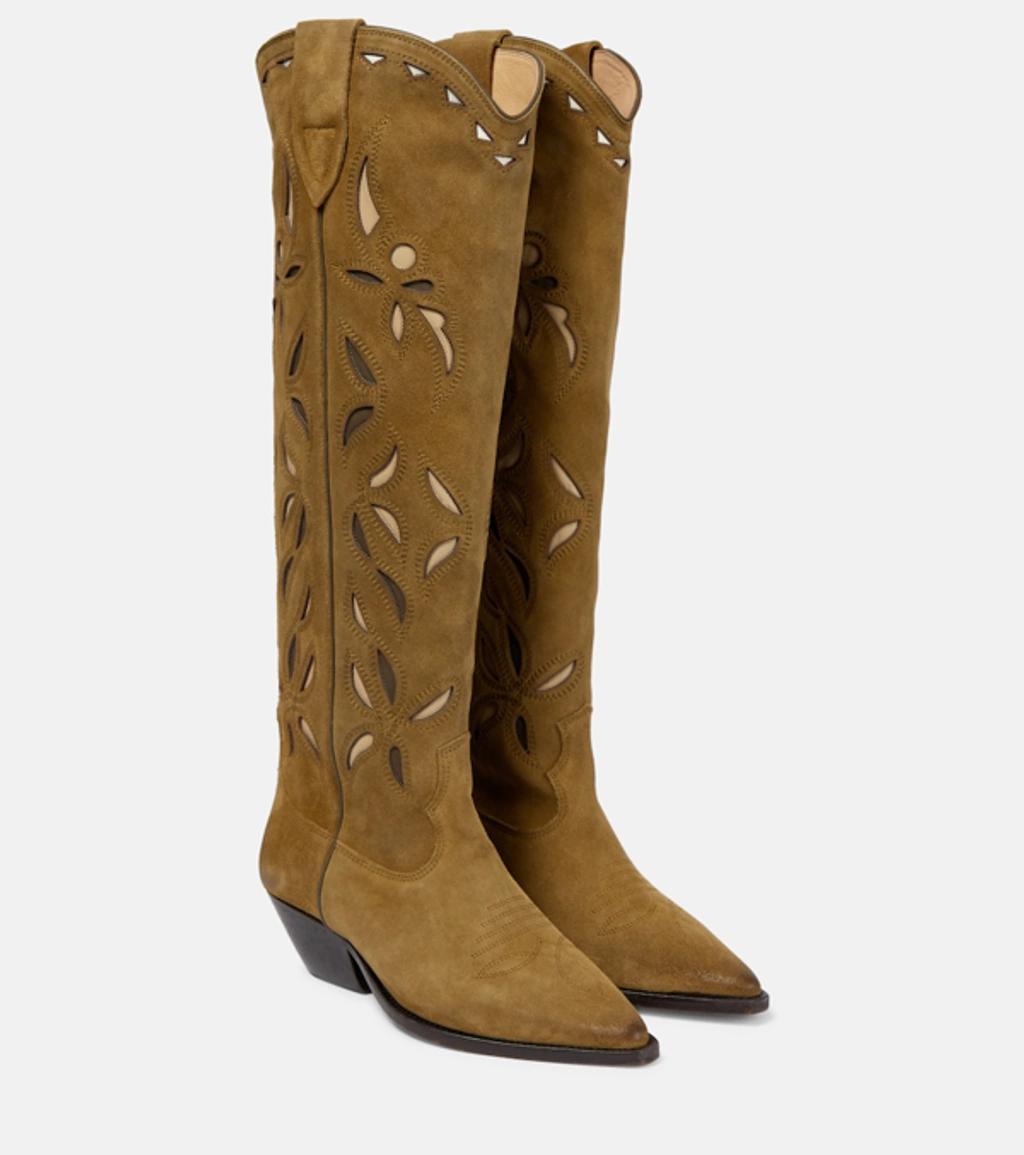 ISABEL MARANT Denvee Suede Knee-high Boots In Green product image