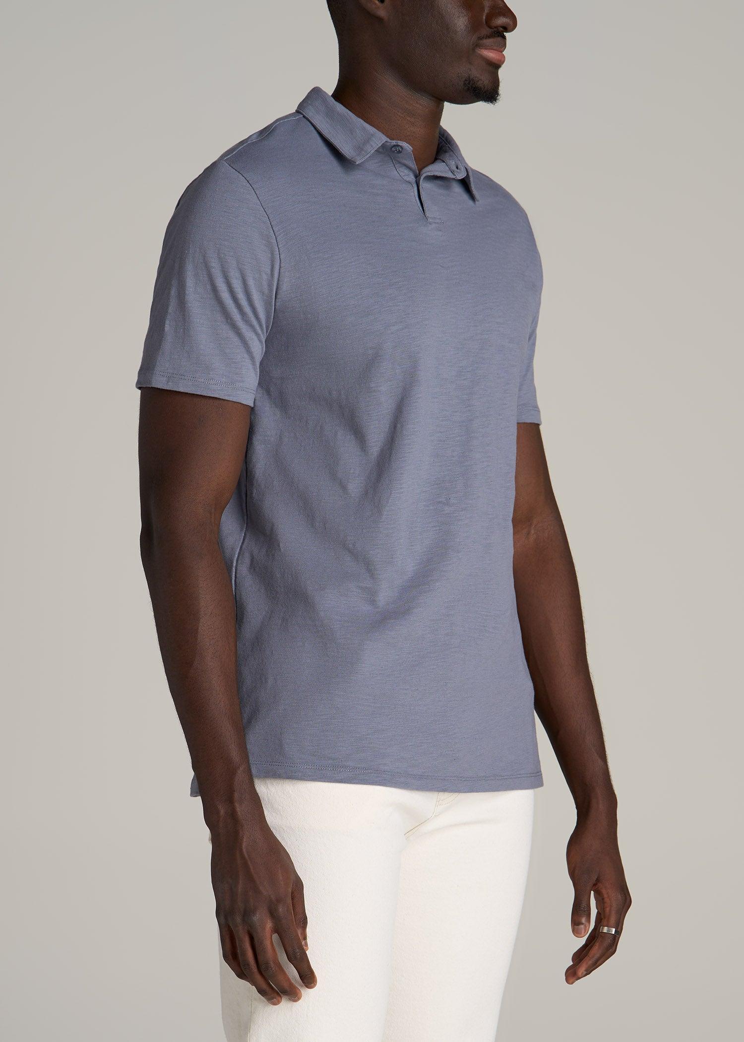 Slub Self Collar Tall Polo Shirt in Skyline Grey Product Image