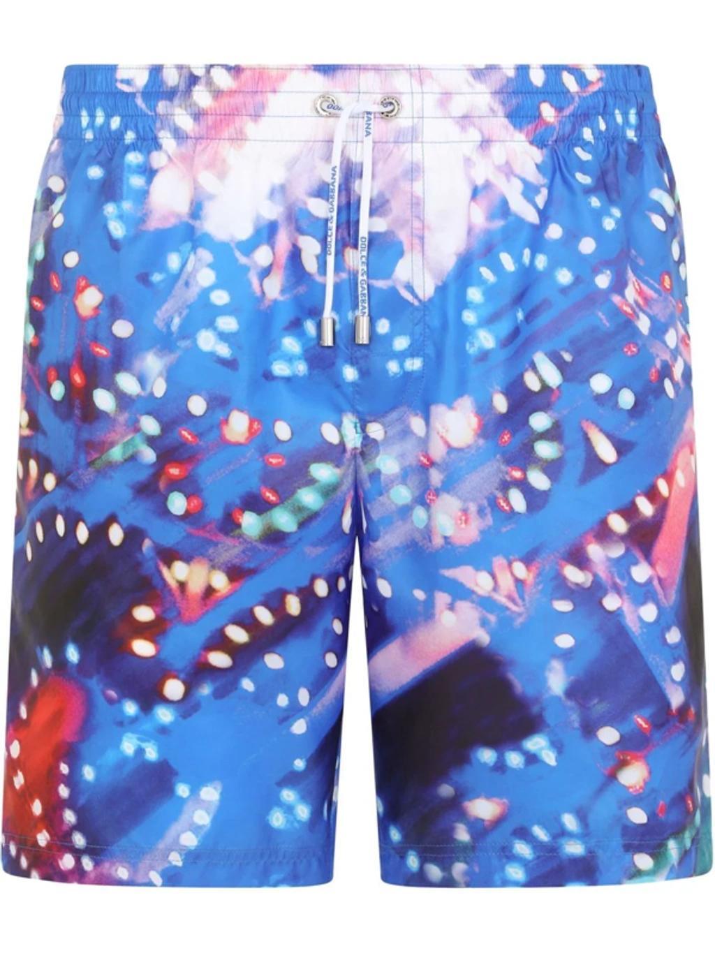 Graphic-print Swimming Shorts In Blue Product Image