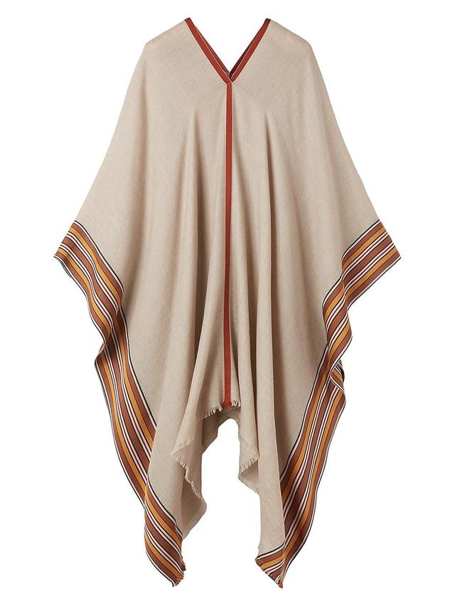 Womens The Suitcase Stripe Silk-Cashmere Long Cape Product Image