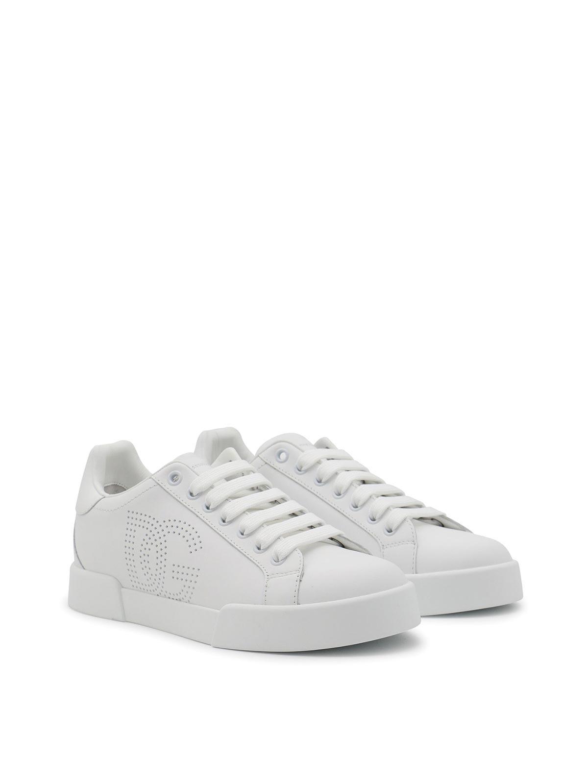 DOLCE & GABBANA White Leather Sneakers Product Image