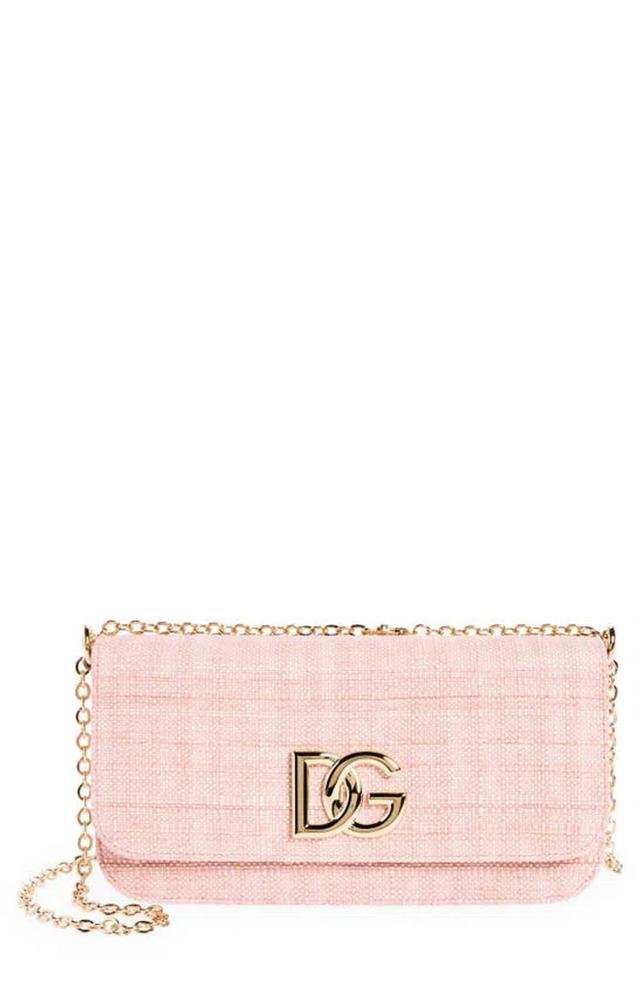 Dolce&gabbana 3.5 East/west Raffia Crossbody Bag In Pink Product Image