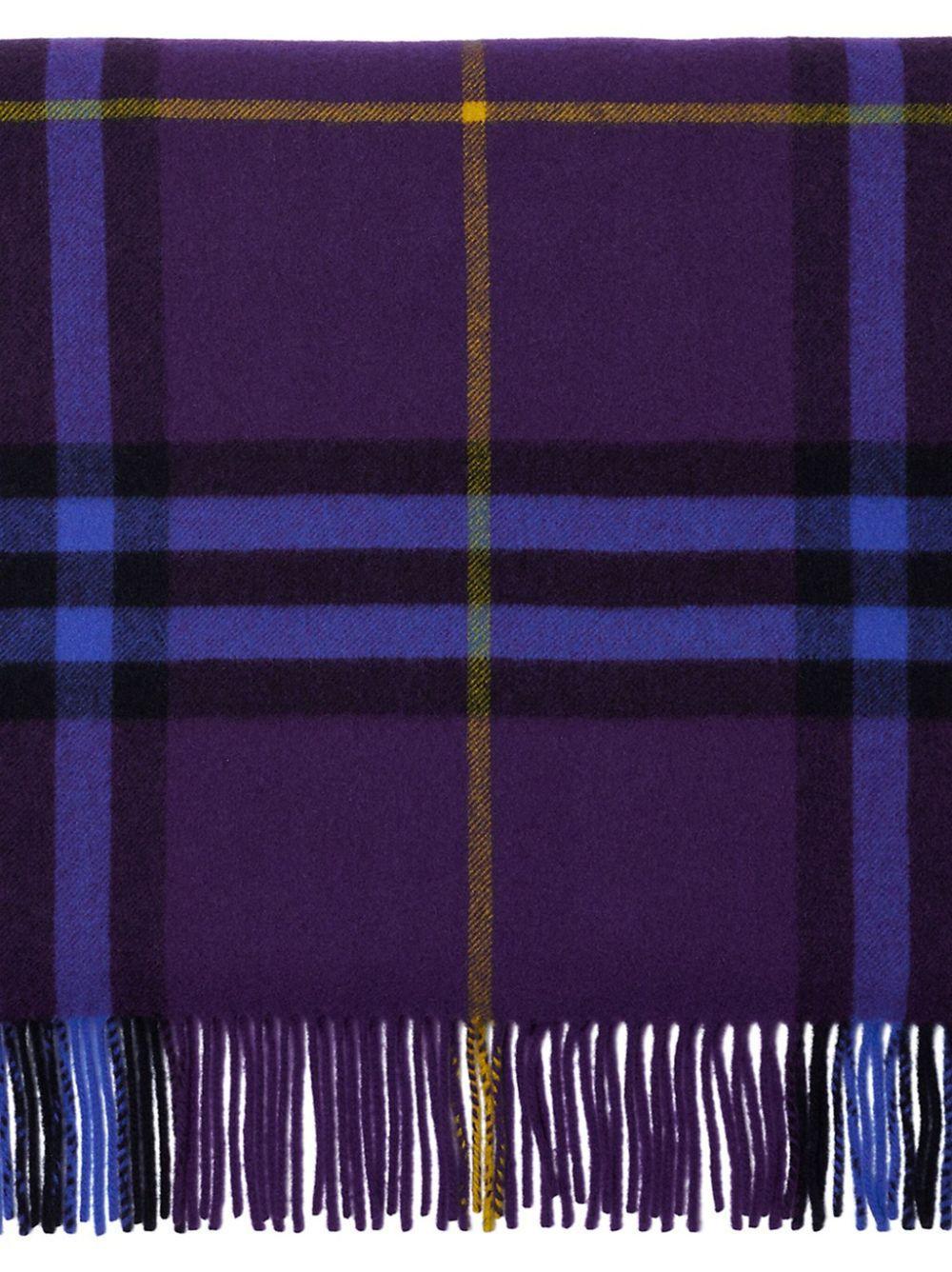 BURBERRY Check-pattern Cashmere Scarf In Purple Product Image