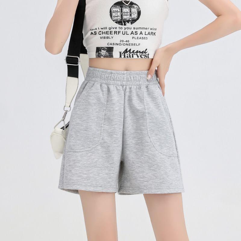 High Waist Plain Shorts Product Image