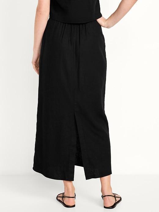 High-Waisted Linen-Blend Maxi Skirt Product Image