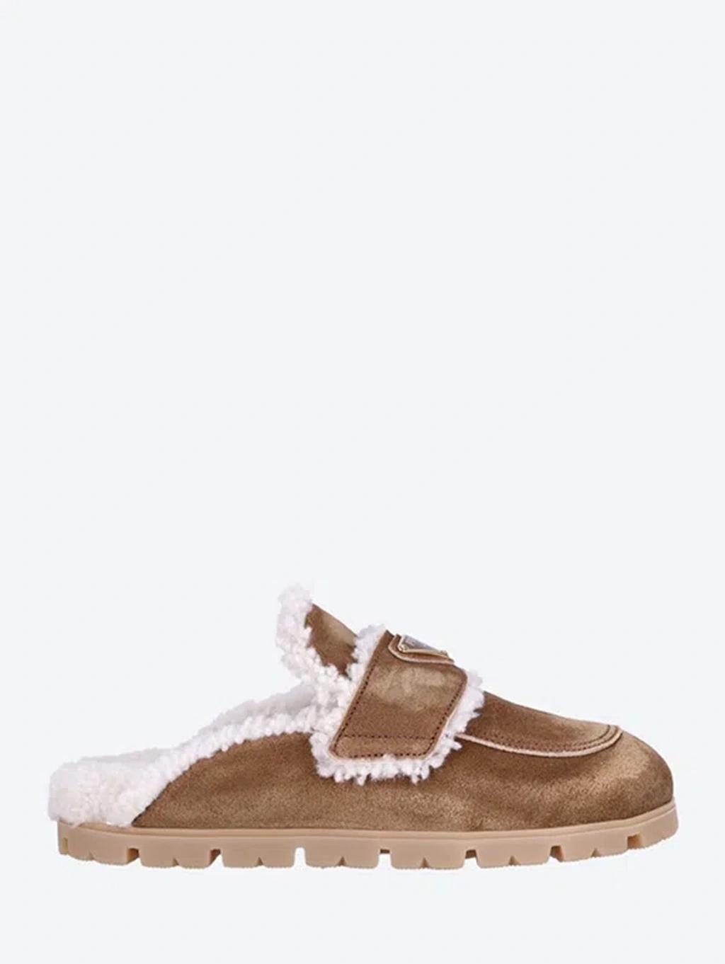 Suede Shearling Cozy Loafer Mules In Brown Product Image