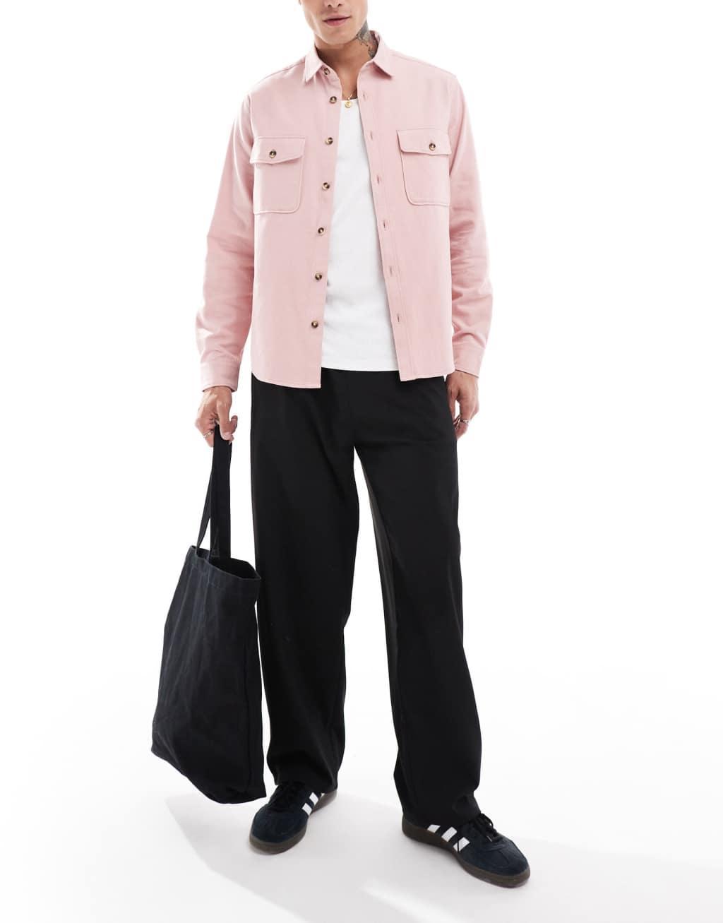 ASOS DESIGN overshirt in pink Product Image