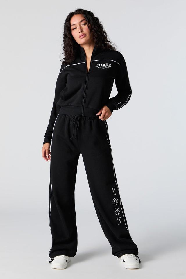 Graphic Fleece Wide Leg Self Tie Sweatpant Female Product Image