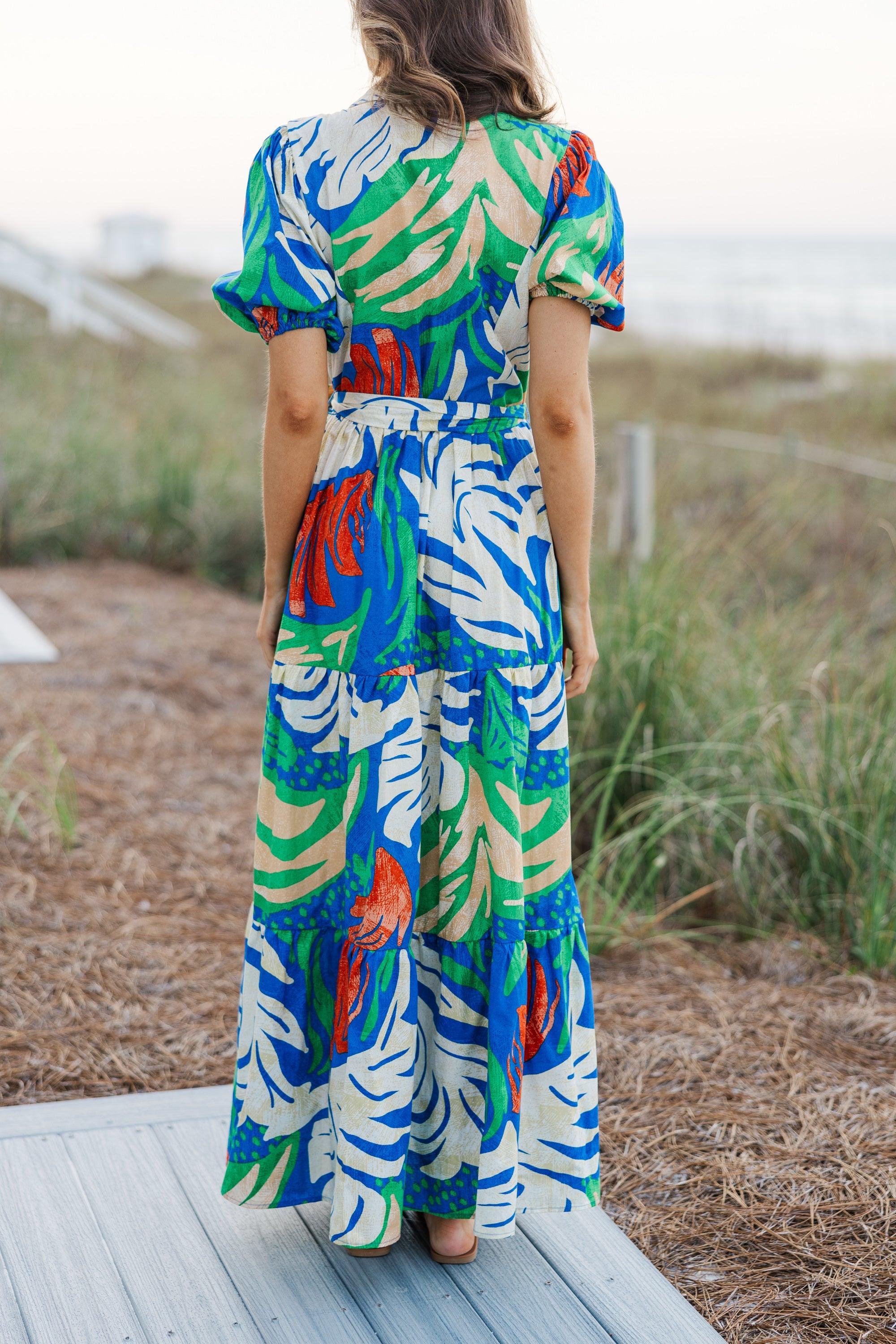 Ready For The Sun Royal Blue Tropical Maxi Dress Female Product Image