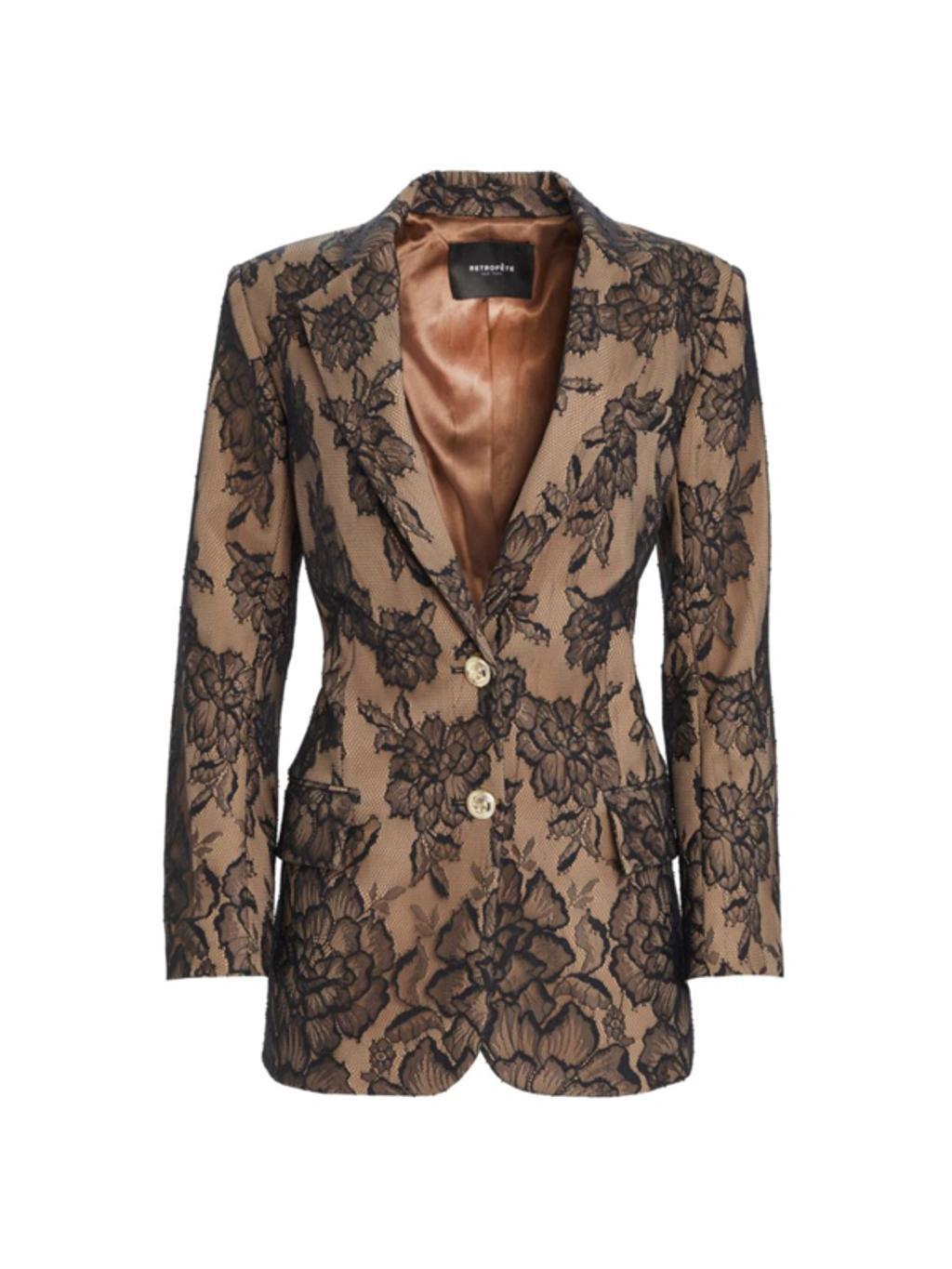 Ophelia Lace-overlay Blazer In Tannin Product Image