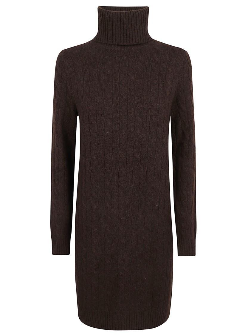 POLO RALPH LAUREN Cable Knit Turtleneck Dress Long Sleeve In Grey Product Image