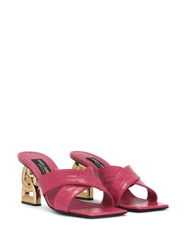 DOLCE & GABBANA Mules Mit Kroko-effekt In Red Product Image