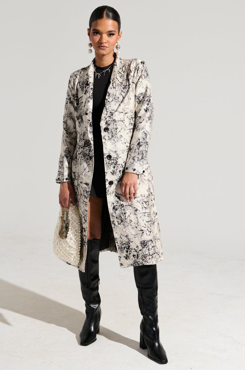 TALULAH REMOVABLE FUR TRIM TRENCH IN IVORY MULTI Product Image