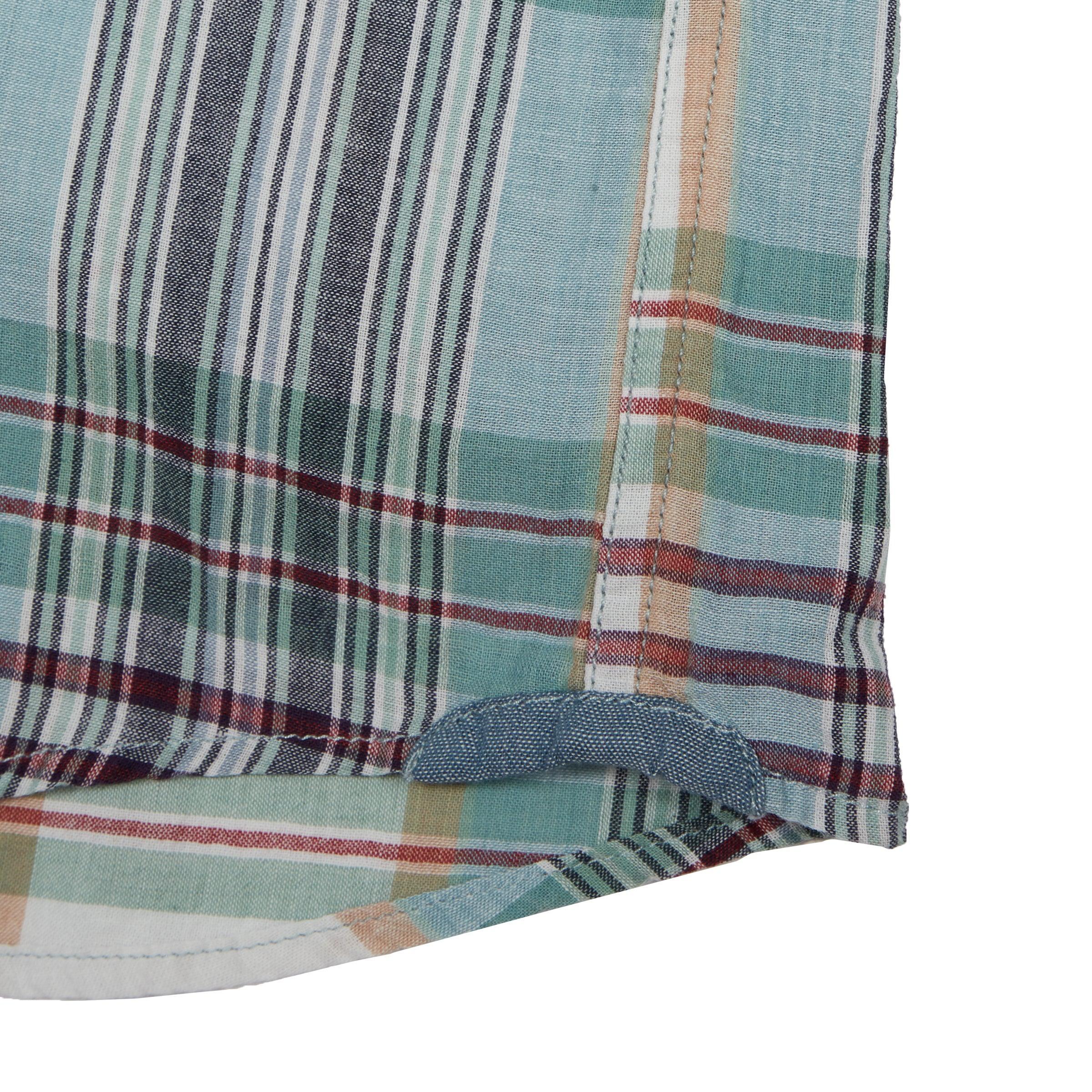 Livingstone's Classic Madras Plaid Short Sleeve Shirt - Lunar Rock Blue Tan Product Image