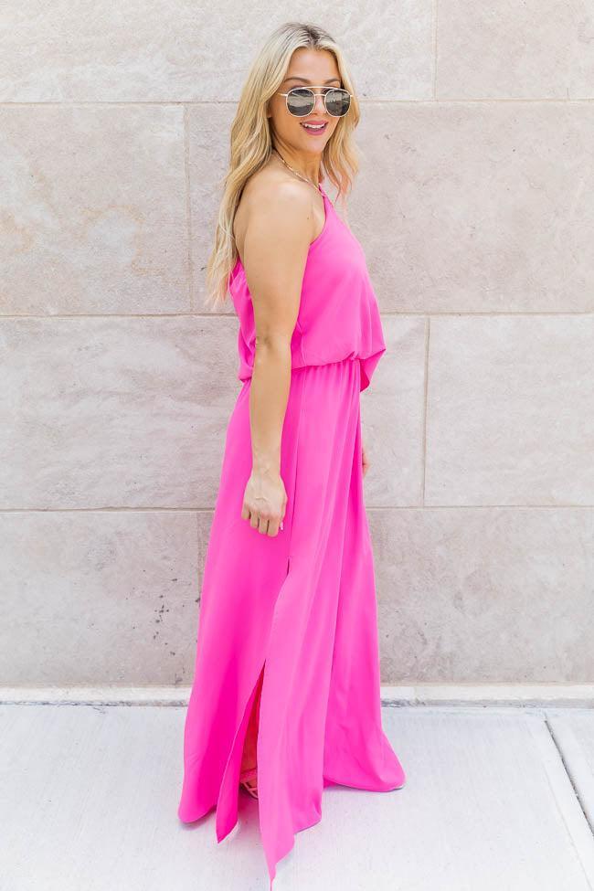 Found My Forever Pink One Shoulder Maxi Dress FINAL SALE Product Image