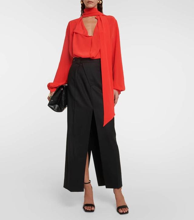 Wrap Front Tailored Skirt In Black Product Image