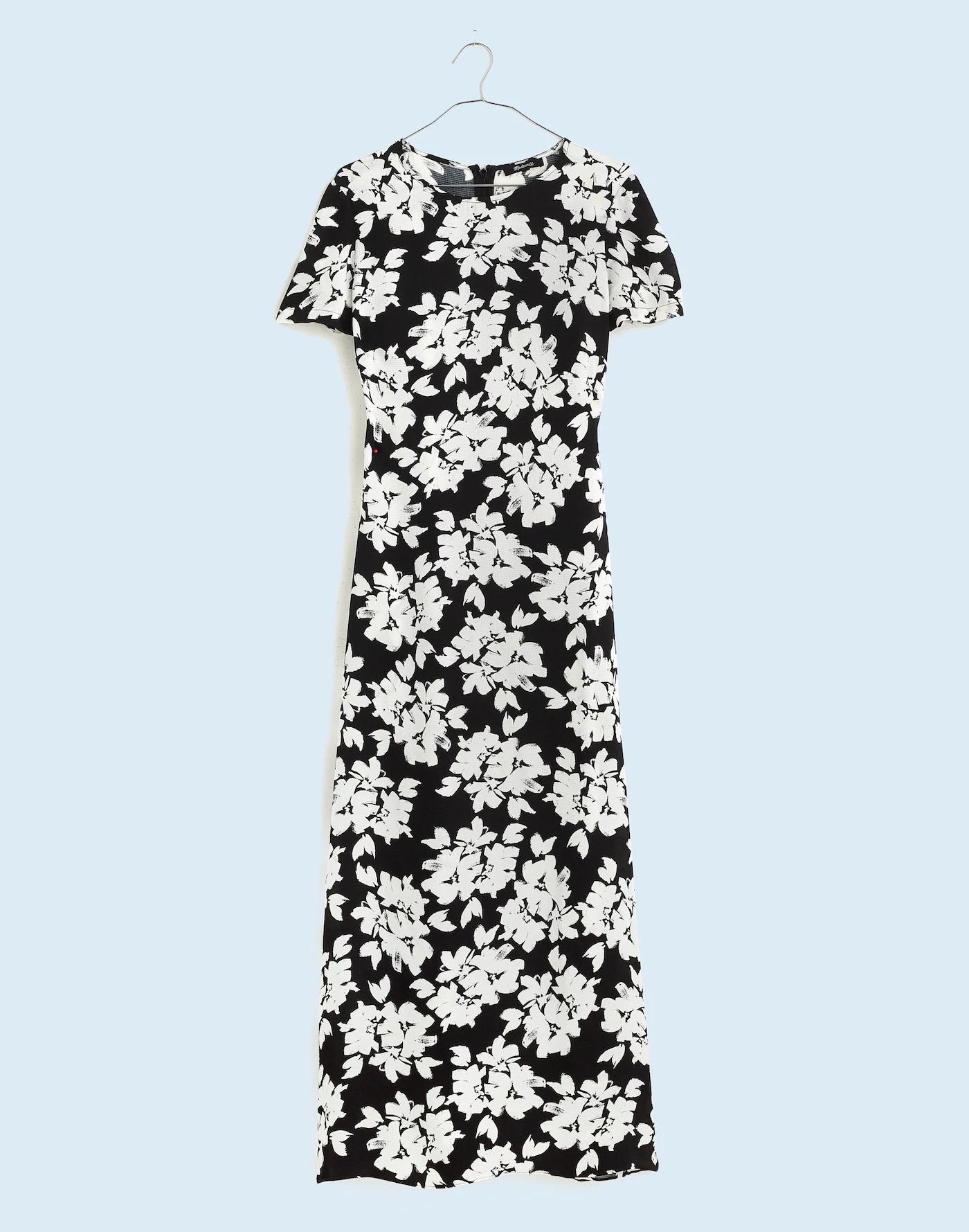 Maxi T-Shirt Dress in Floral Hammered Satin Product Image