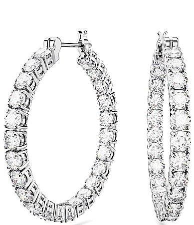 Womens Matrix Rhodium-Plated & Crystal Inside-Out Hoop Earrings Product Image