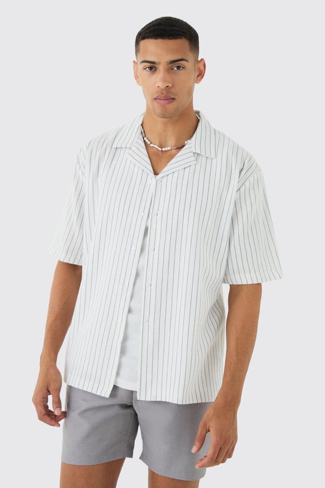 Oversized Revere Stripe Shirt | boohooMAN USA Product Image