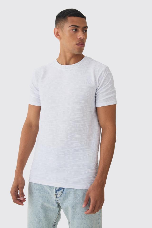 Slim Textured T-shirt | boohooMAN USA Product Image