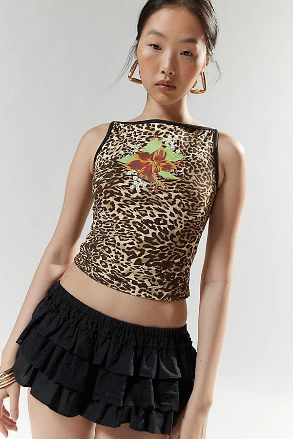 Silence + Noise Leopard Print Boatneck Cami Womens at Urban Outfitters Product Image