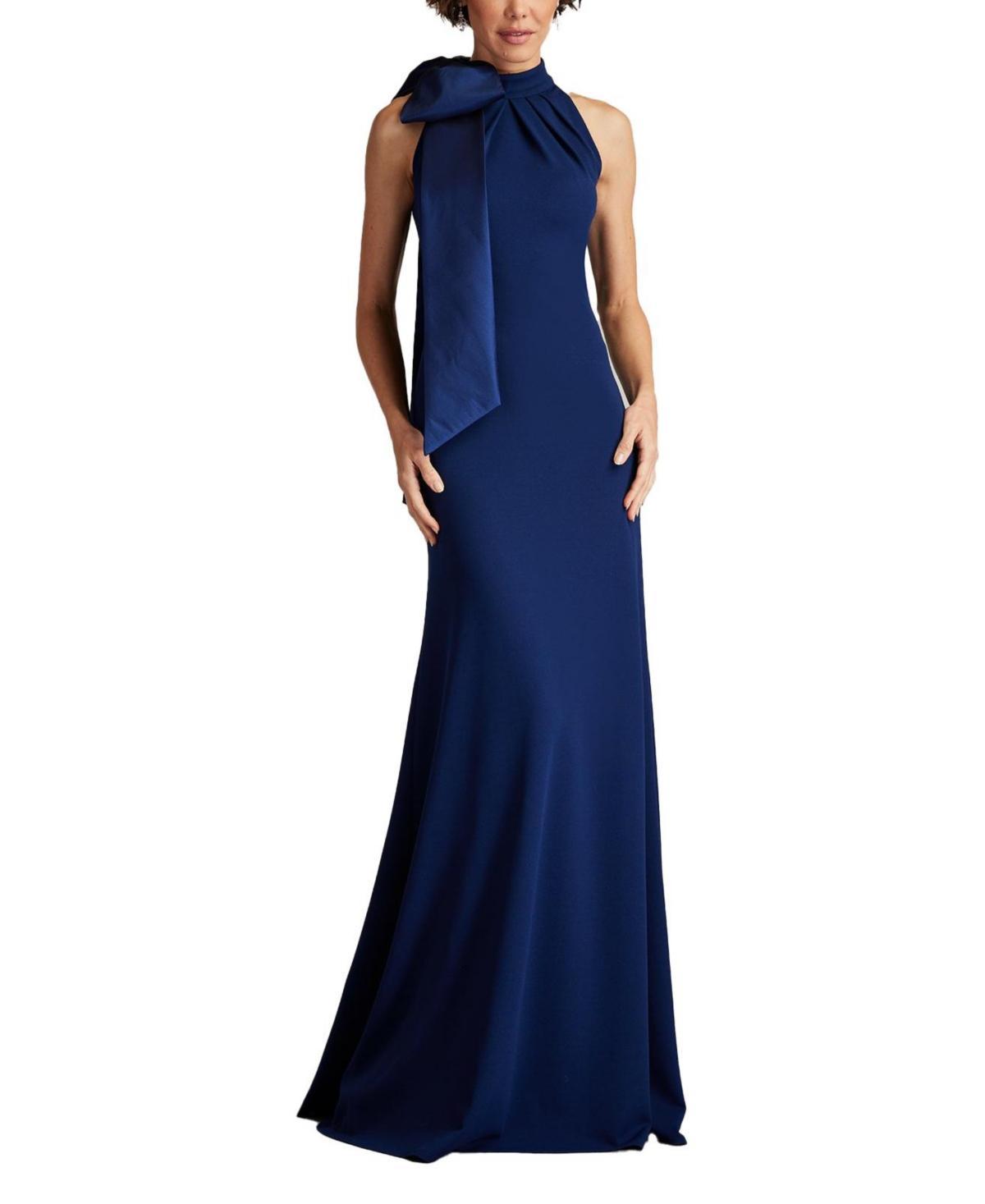 Tadashi Shoji Womens Sims Taffeta Shoulder Bow Halter Gown Product Image