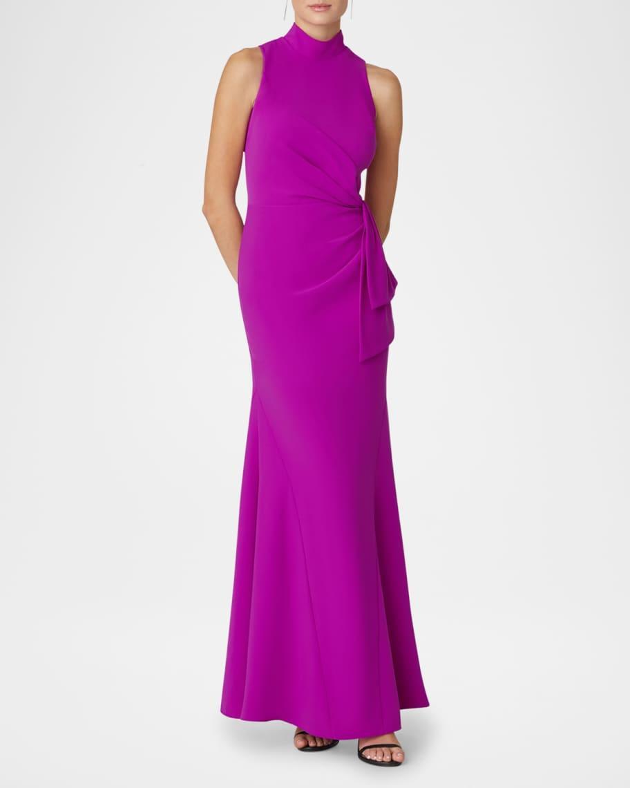 Sleeveless Mock-Neck Crepe Gown Product Image