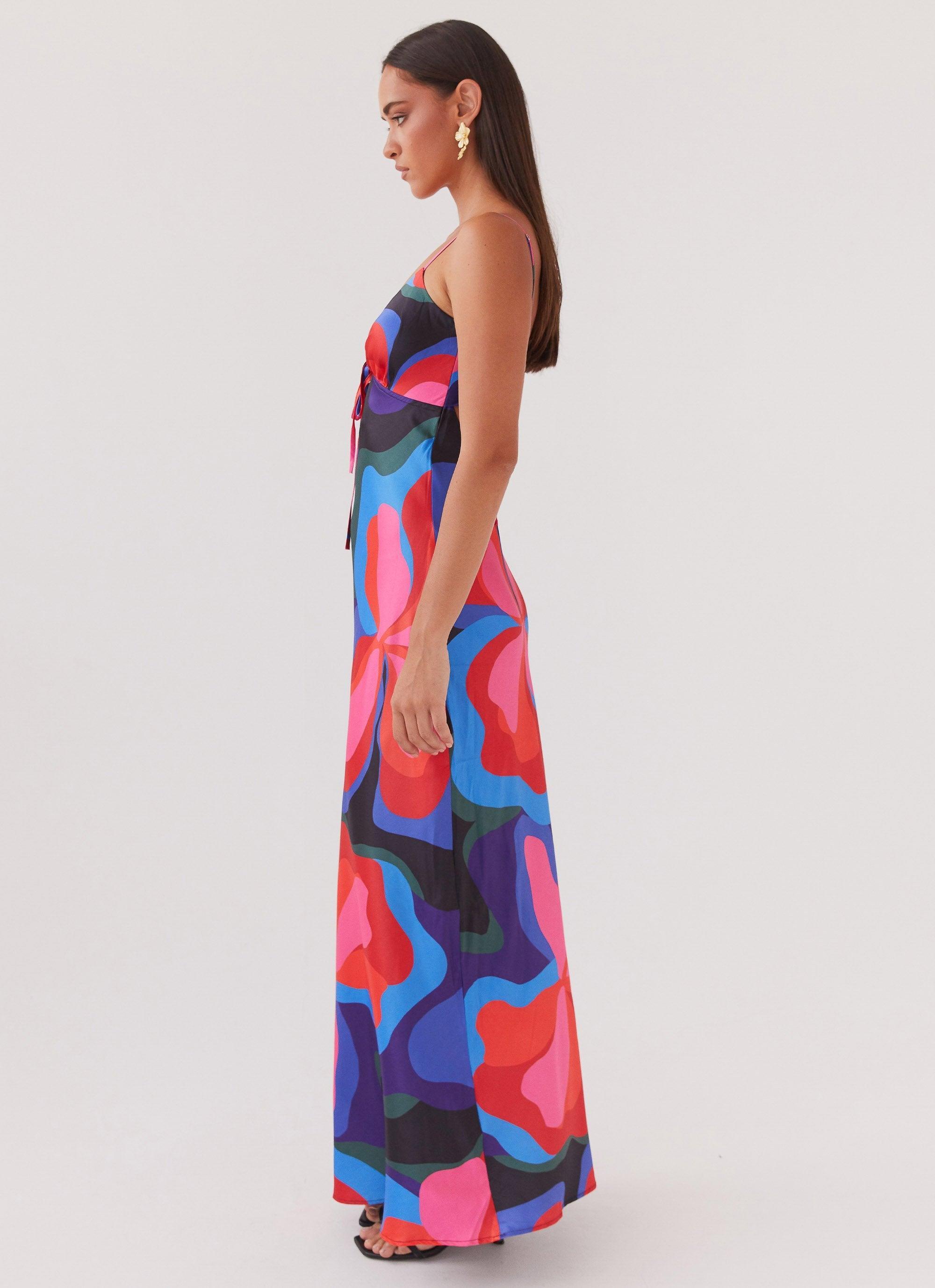 Flora Satin Maxi Dress - Floral Fantasy Product Image